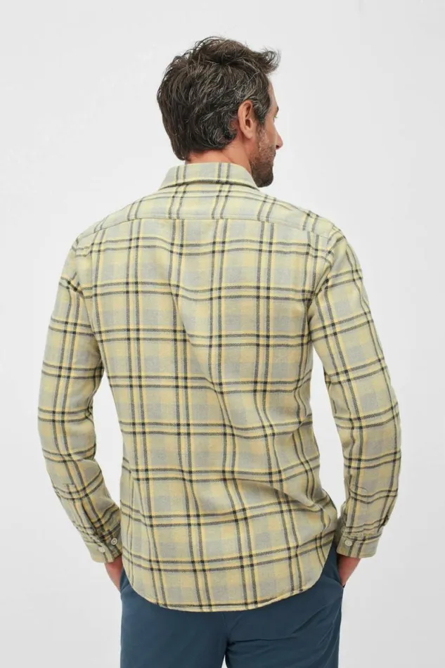 Men Flannel Shirt Yellow Plaid Bonobos Overshirts