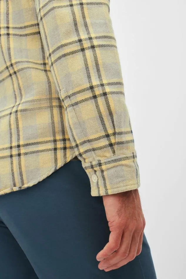 Men Flannel Shirt Yellow Plaid Bonobos Overshirts