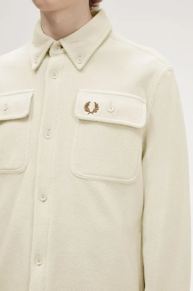 Men Fleece Overshirt Oatmeal Fred Perry Overshirts