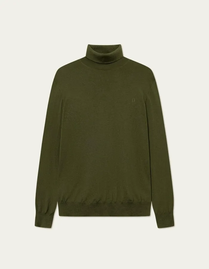 Men Greyson Rollneck Merino Knit 8211 Chive Green Les Deux Knitwear