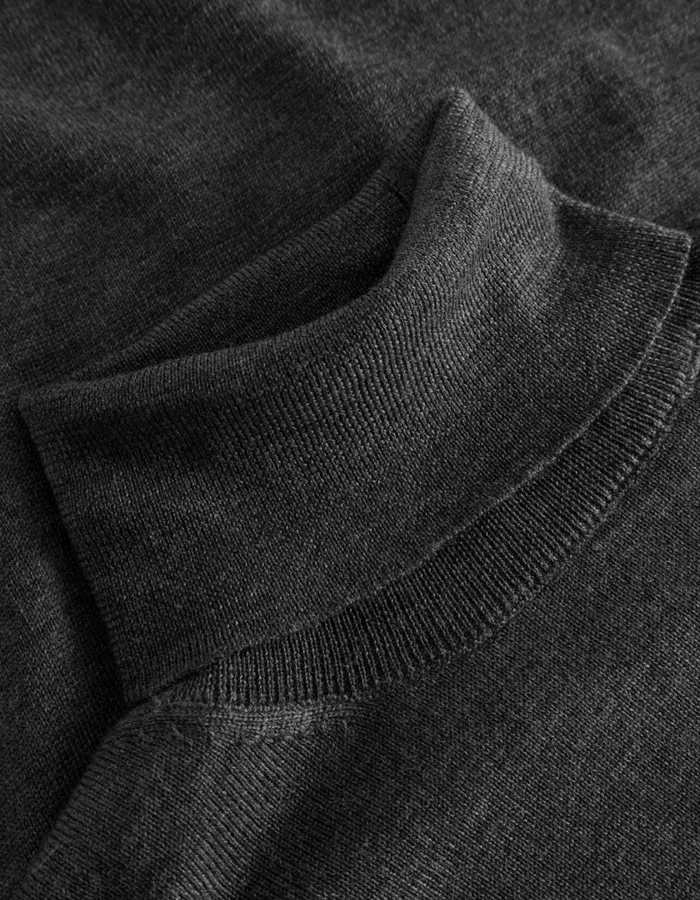 Men Greyson Rollneck Merino Knit 8211 Dark Grey Melange Les Deux Knitwear