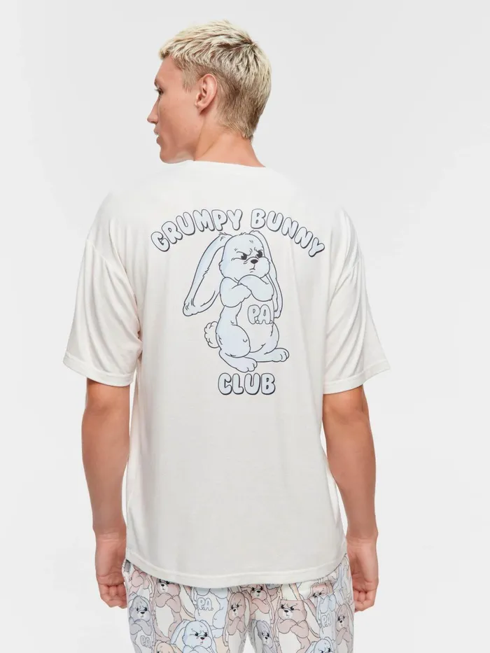 Men Grumpy Bunny Tee Oatmeal Peter Alexander Tops