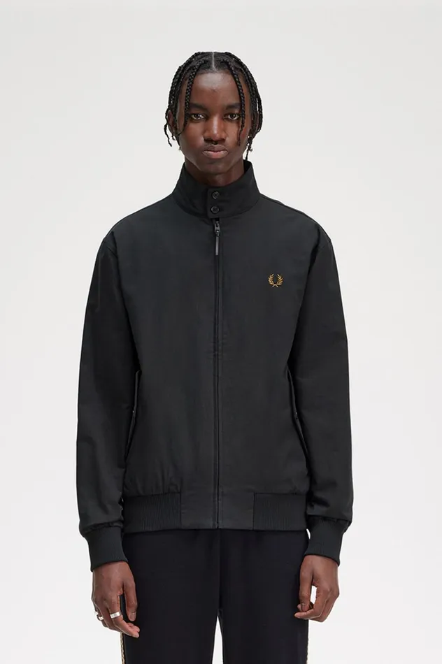 Men Harrington Jacket Black Fred Perry Coats and Jackets