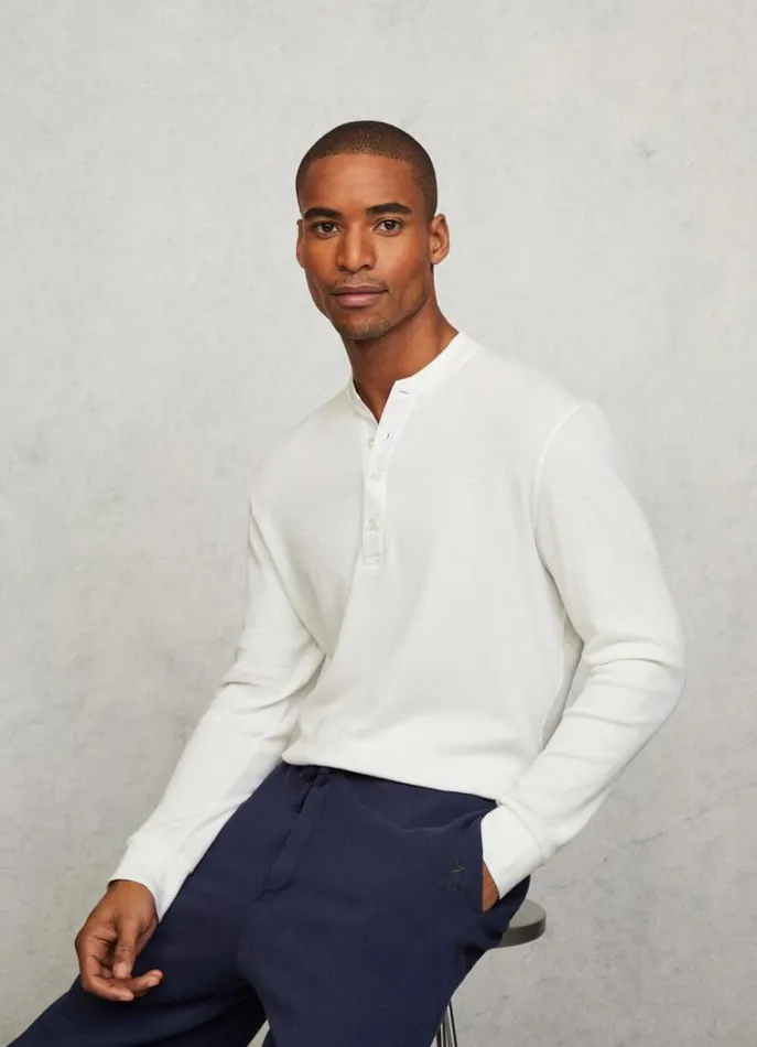 Men Homewear Hackett London Slim Fit Long Sleeve TShirt Off White