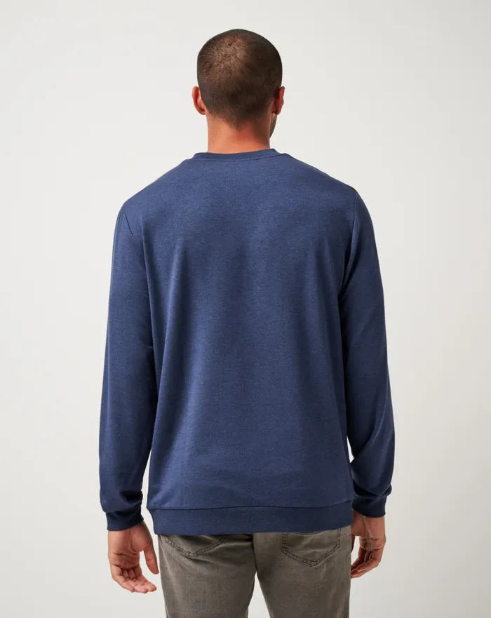 Men Hoodies and Sweatshirts TravisMathew AMENITIES VNECK CREW Heather Blue Nights