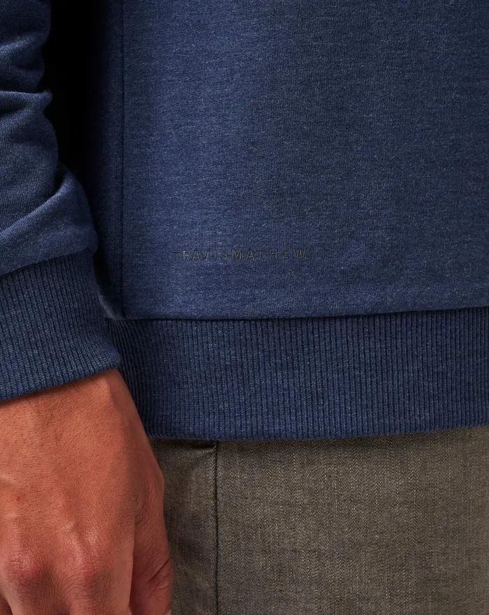 Men Hoodies and Sweatshirts TravisMathew AMENITIES VNECK CREW Heather Blue Nights
