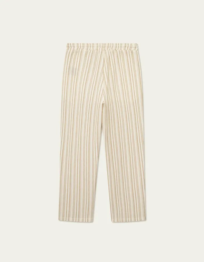 Men Houston Stripe Cotton Pants 8211 IvoryLichen Green Les Deux Pants