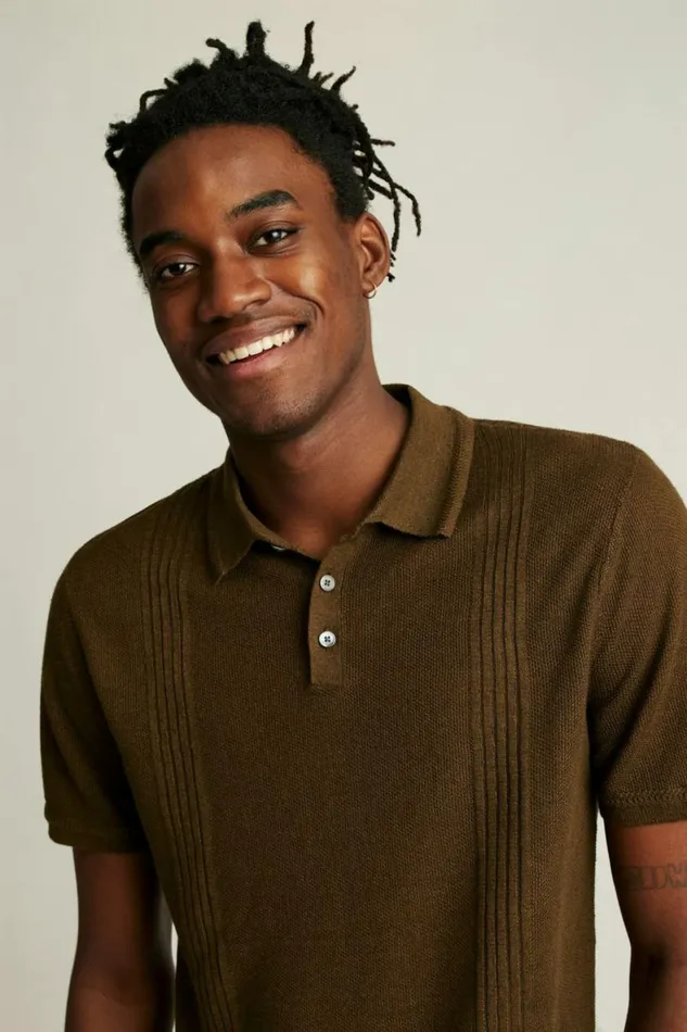 Men Hudson Italian Sweater Polo Coffee Linen Bonobos Polos