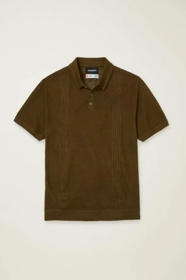 Men Hudson Italian Sweater Polo Coffee Linen Bonobos Polos