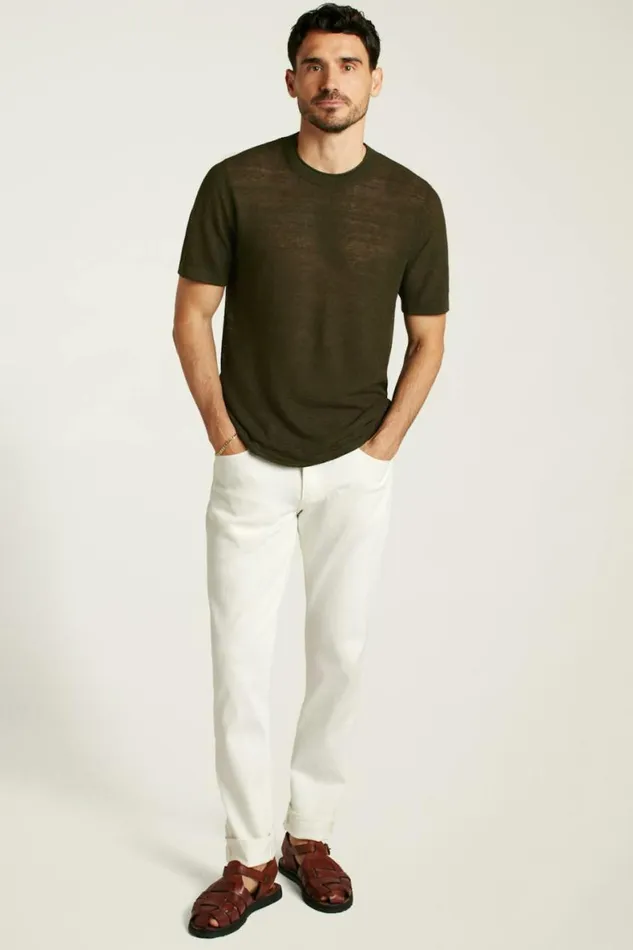 Men Italian Linen Sweater Tee Kale Green Bonobos Short Sleeve Tees