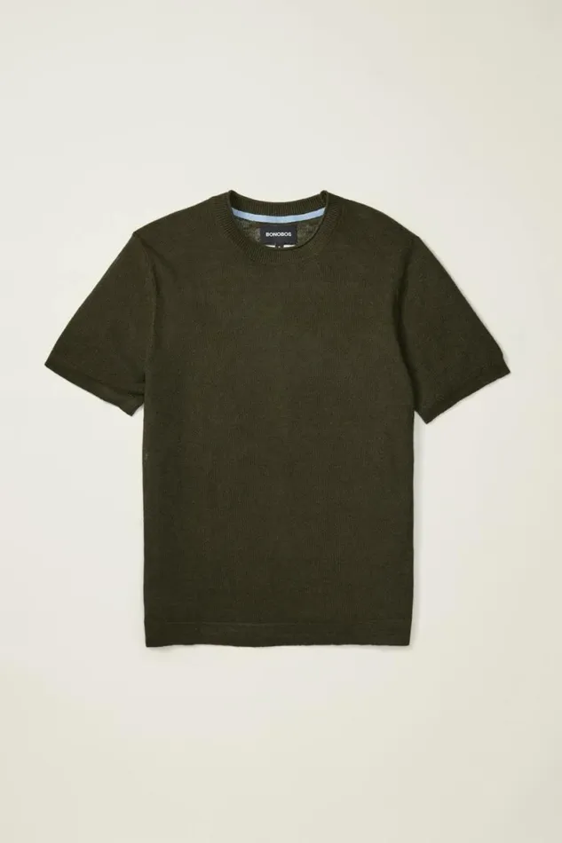 Men Italian Linen Sweater Tee Kale Green Bonobos Short Sleeve Tees