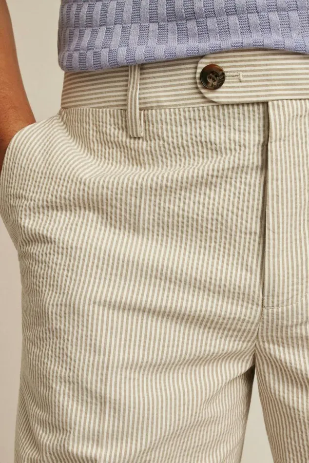 Men Italian Stretch Chino Shorts Khaki And White Seersucker Stripe Bonobos Chino Shorts