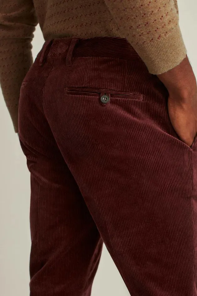 Men Italian Stretch Corduroy Trouser Burgundy Bonobos Dress Pants