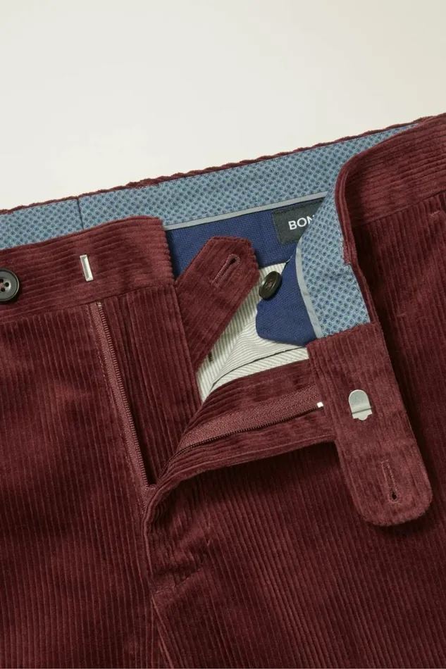Men Italian Stretch Corduroy Trouser Burgundy Bonobos Dress Pants