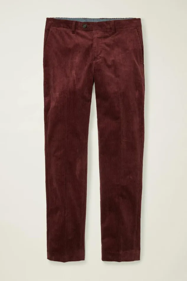 Men Italian Stretch Corduroy Trouser Burgundy Bonobos Dress Pants