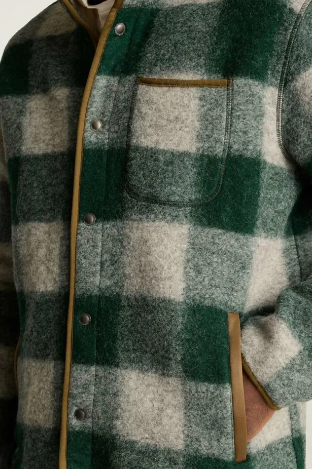 Men Italian Wool Fleece Jacket Ash Pine Buffalo Plaid Bonobos Jackets and Coats