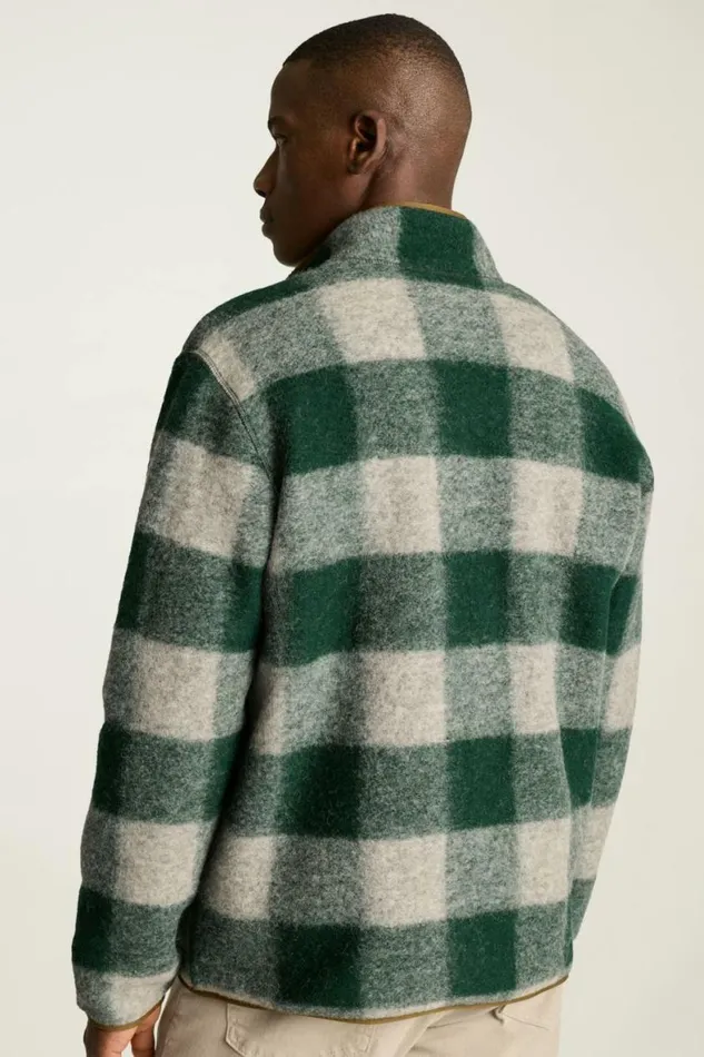 Men Italian Wool Fleece Jacket Ash Pine Buffalo Plaid Bonobos Jackets and Coats