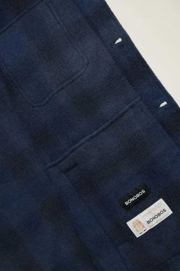 Men Italian Wool Jacket Navy Windowpane Bonobos Overshirts