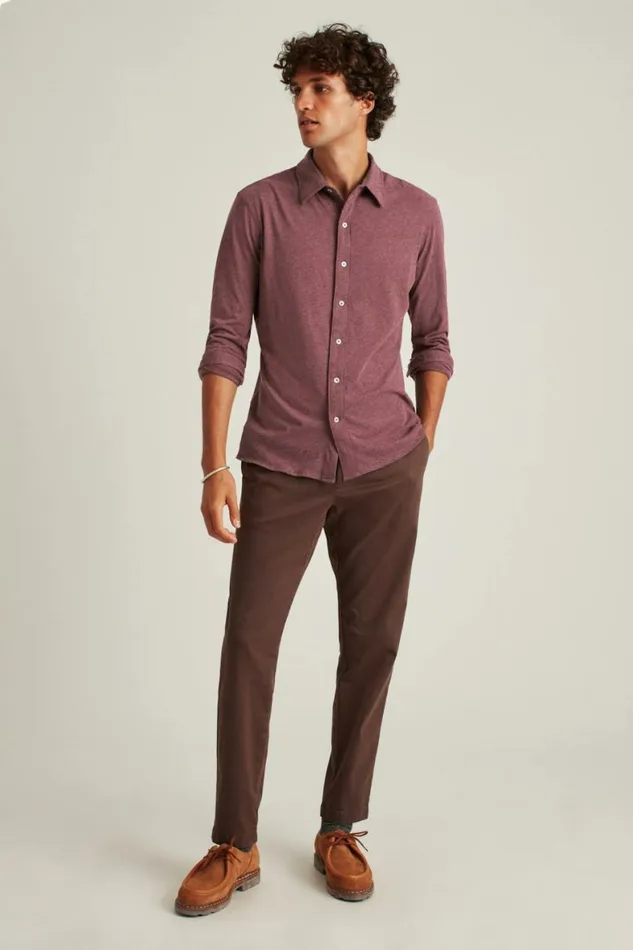 Men Jersey Everyday Shirt Heather Burgundy Bonobos Casual Shirts