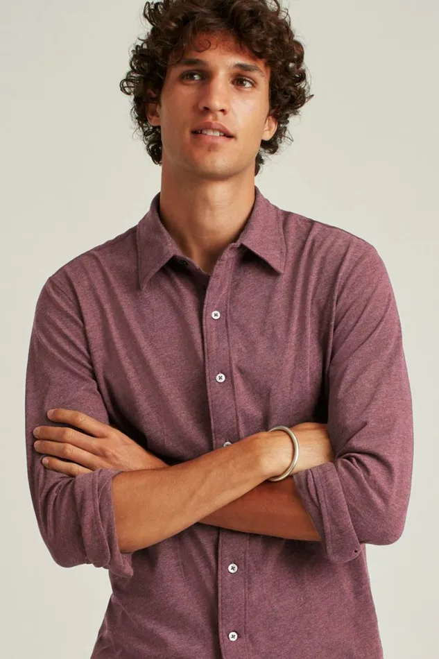 Men Jersey Everyday Shirt Heather Burgundy Bonobos Casual Shirts