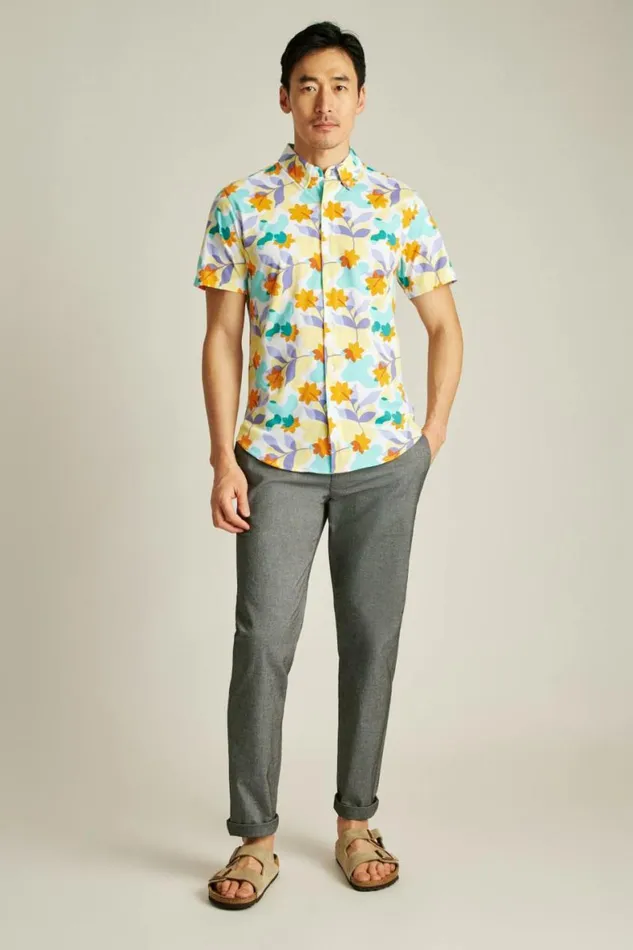 Men Jersey Riviera Shirt Sherbert Floral Splash Bonobos Short Sleeve Shirts