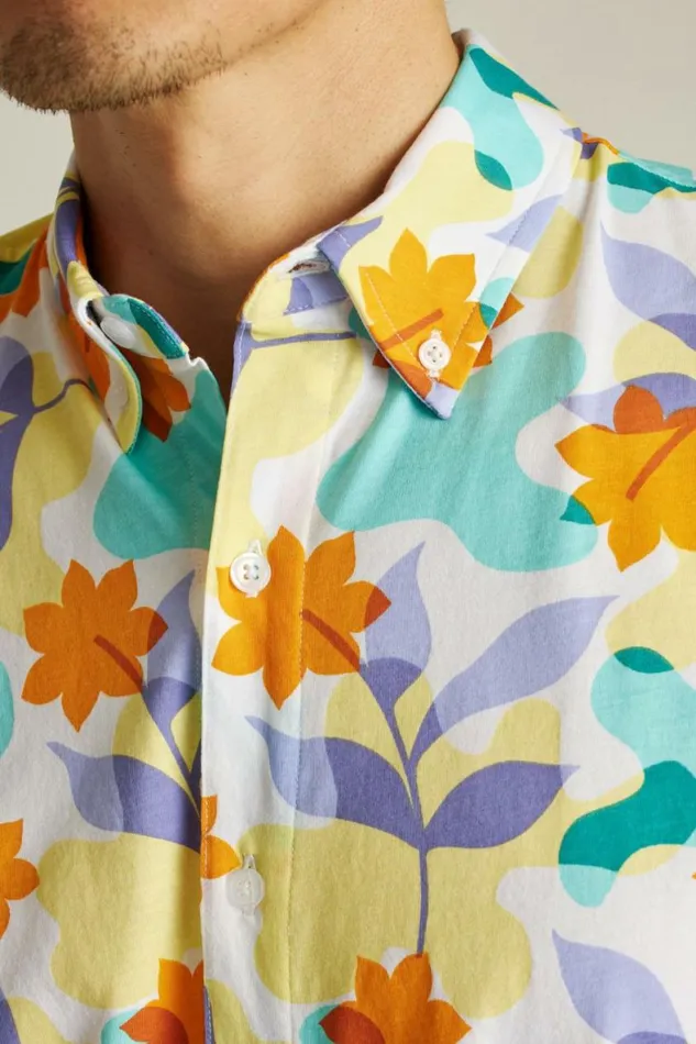 Men Jersey Riviera Shirt Sherbert Floral Splash Bonobos Short Sleeve Shirts