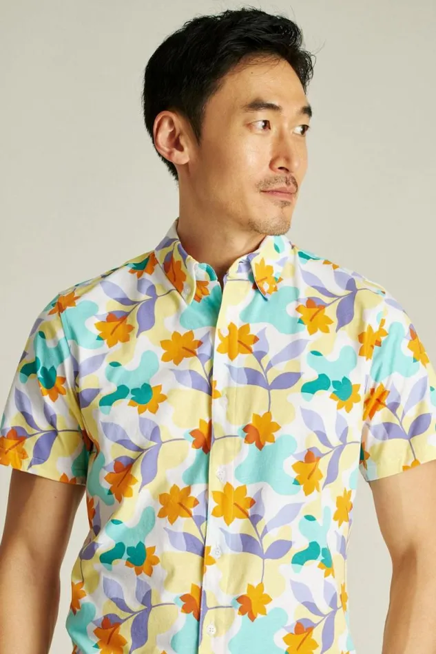 Men Jersey Riviera Shirt Sherbert Floral Splash Bonobos Short Sleeve Shirts