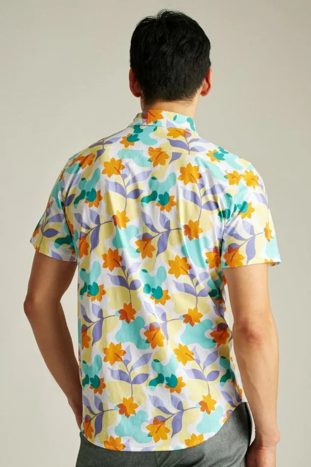 Men Jersey Riviera Shirt Sherbert Floral Splash Bonobos Short Sleeve Shirts