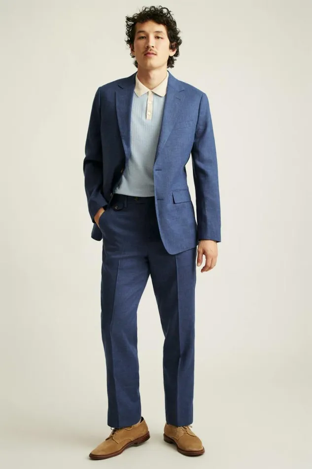 Men Jetsetter Italian Linen Suit Bright Navy Bonobos Suits