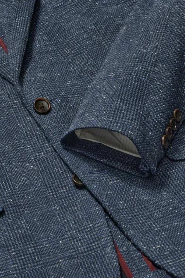 Men Jetsetter Knit Blazer Navy Donegal Glen Plaid Bonobos Blazers and Sport Coats