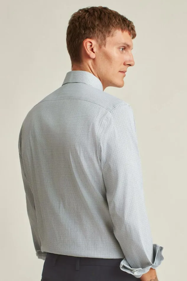 Men Jetsetter Stretch Dress Shirt Blue Black Tattersall Bonobos Business Casual Shirts