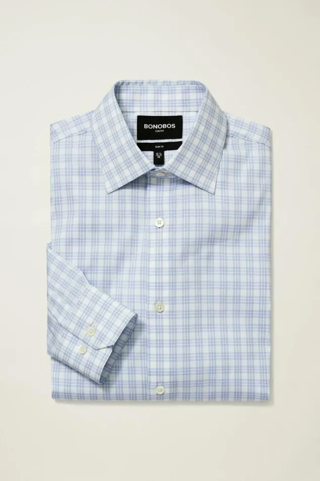 Men Jetsetter Stretch Dress Shirt Blue Myrtle Check Bonobos Business Casual Shirts