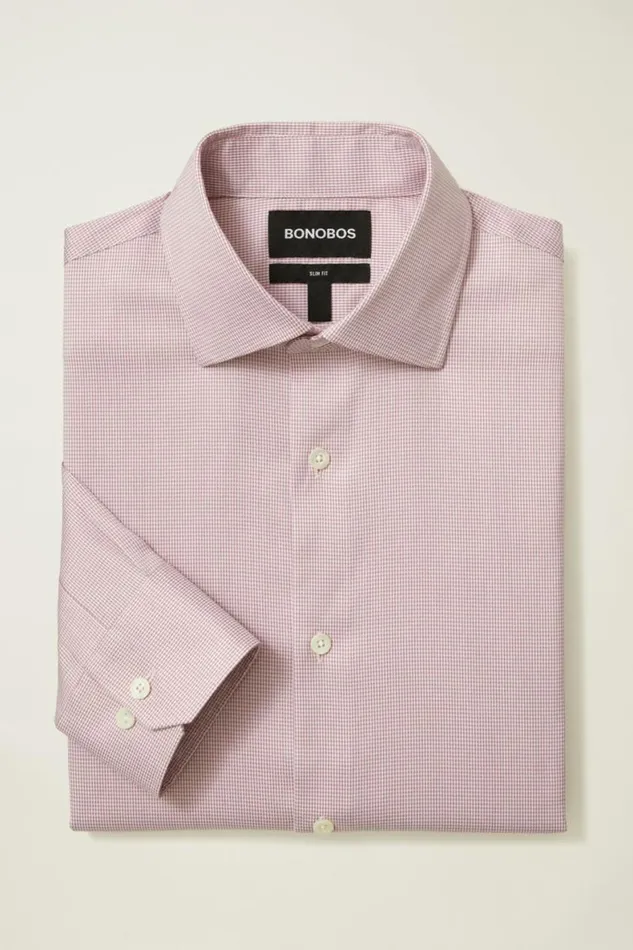 Men Jetsetter Stretch Dress Shirt Mauve Micro Houndstooth Bonobos Business Casual Shirts