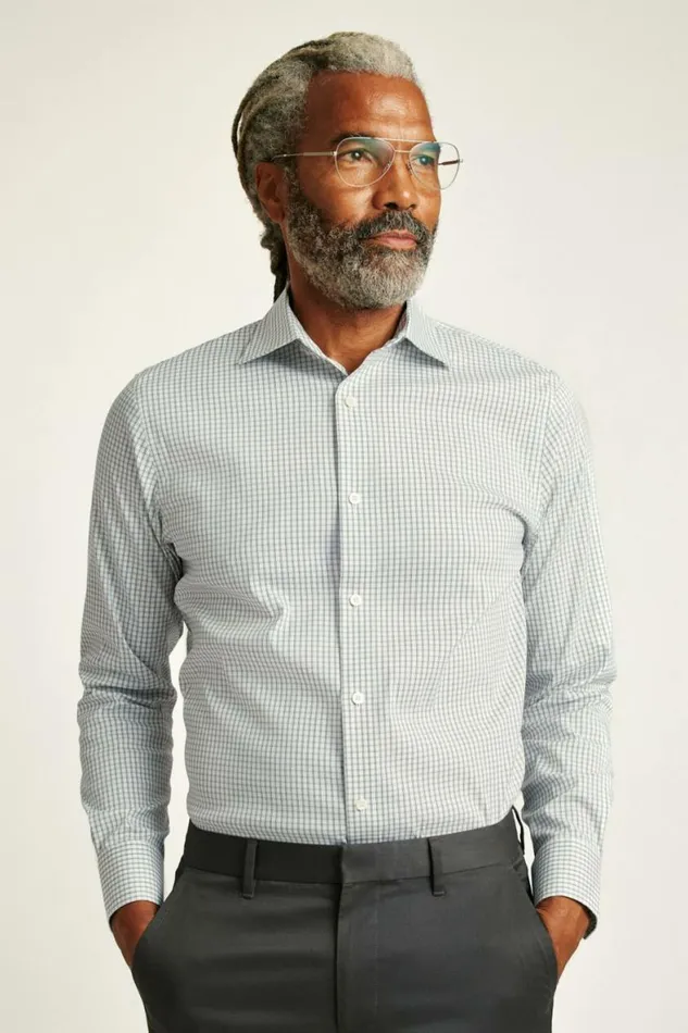 Men Jetsetter Stretch Dress Shirt Olive Micro Windowpane Bonobos Business Casual Shirts