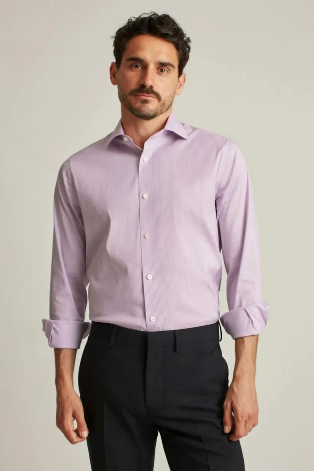 Men Jetsetter Stretch Dress Shirt Purple Mini Gingham Bonobos Business Casual Shirts