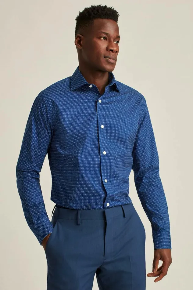Men Jetsetter Stretch Dress Shirt Rainstorm Dot Bonobos Business Casual Shirts