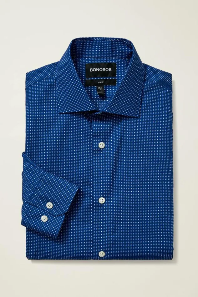 Men Jetsetter Stretch Dress Shirt Rainstorm Dot Bonobos Business Casual Shirts