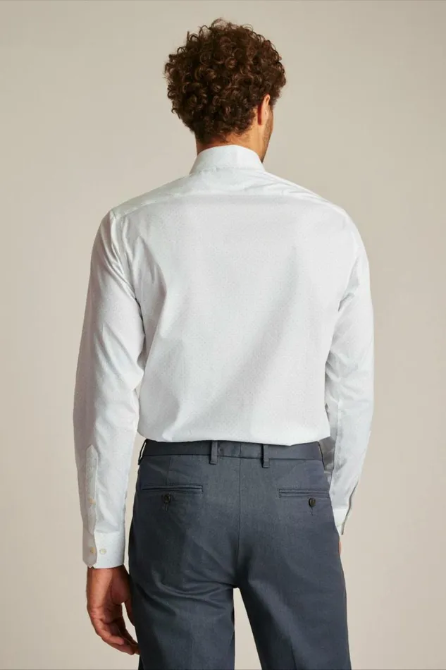 Men Jetsetter Stretch Dress Shirt White And Blue Micro Dot Bonobos Business Casual Shirts