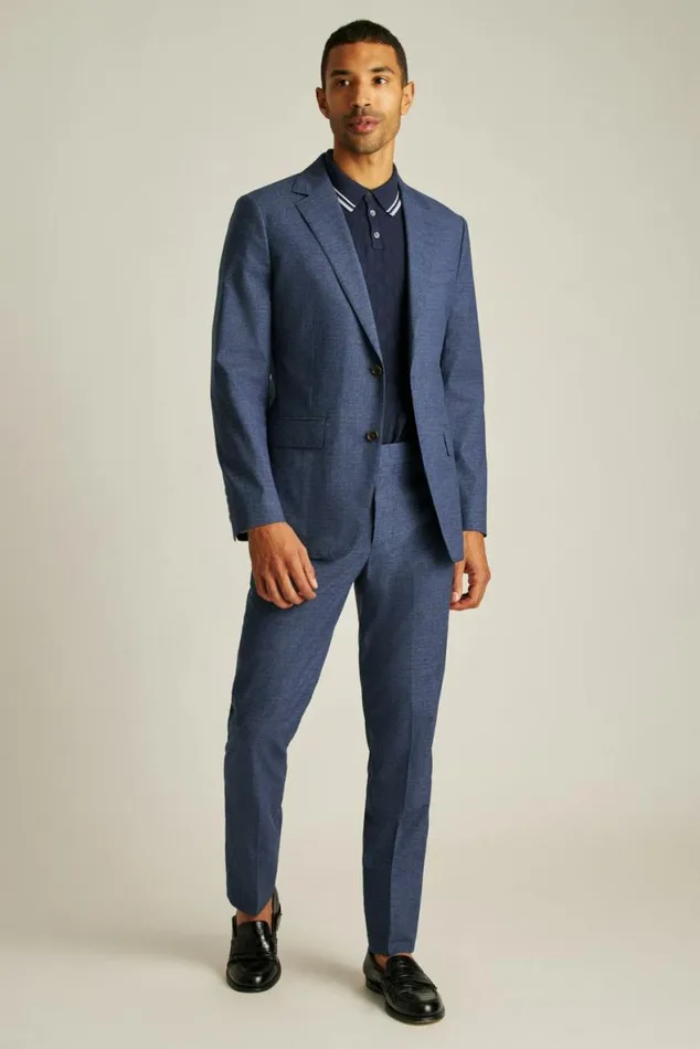 Men Jetsetter Stretch Italian Wool Suit Mid Navy Check Bonobos Suits