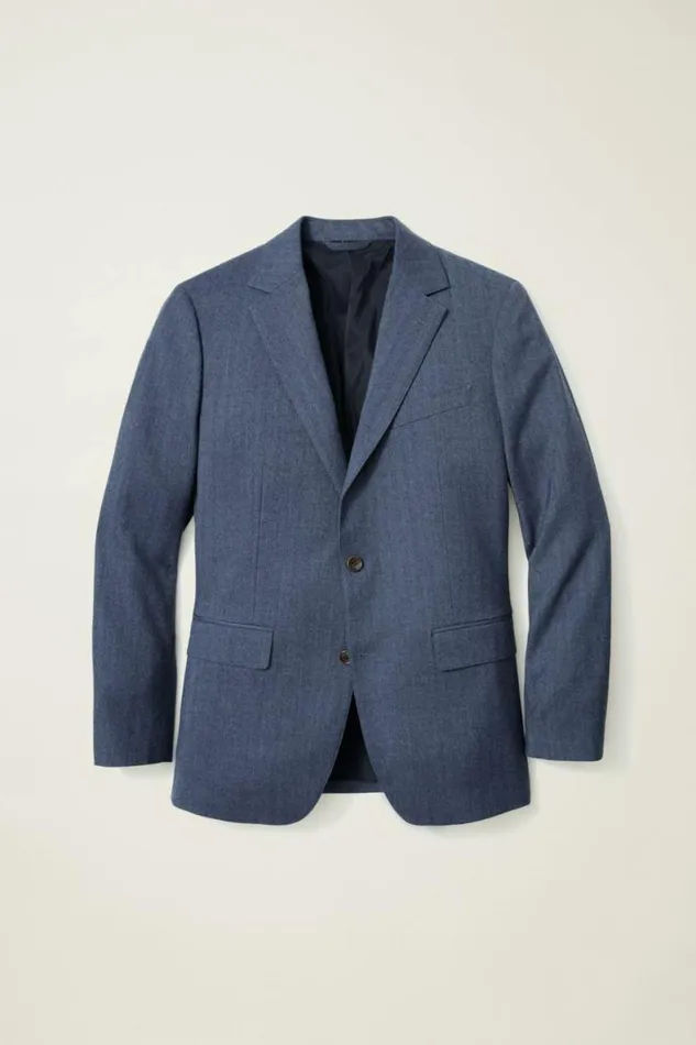 Men Jetsetter Stretch Wool Suit Dark Blue Herringbone Bonobos Suits
