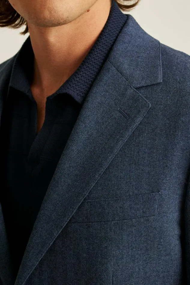 Men Jetsetter Stretch Wool Suit Dark Blue Herringbone Bonobos Suits