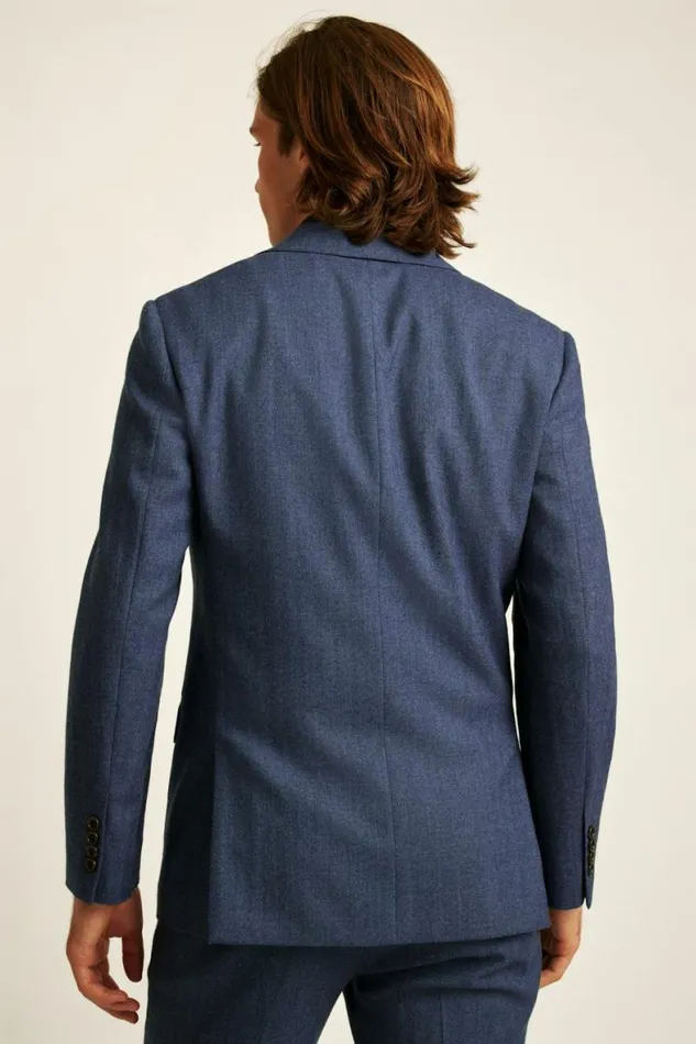 Men Jetsetter Stretch Wool Suit Dark Blue Herringbone Bonobos Suits