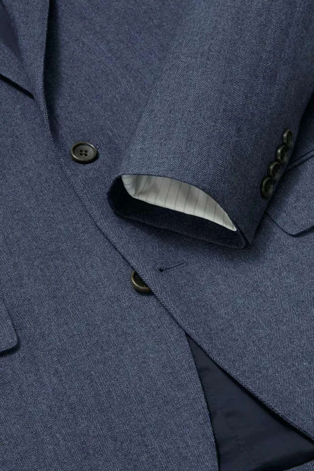 Men Jetsetter Stretch Wool Suit Dark Blue Herringbone Bonobos Suits