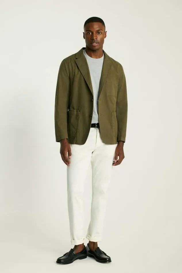 Men Jetsetter Washed Cotton Blazer Washed Olive Bonobos Jackets and Coats