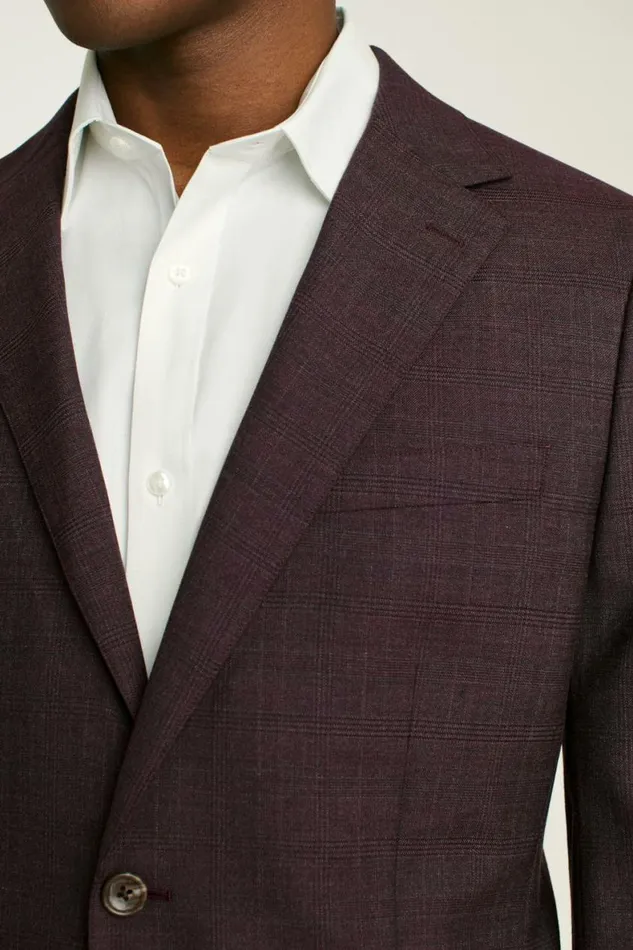 Men Jetsetter Wool Suit Burgundy Check Bonobos Suits