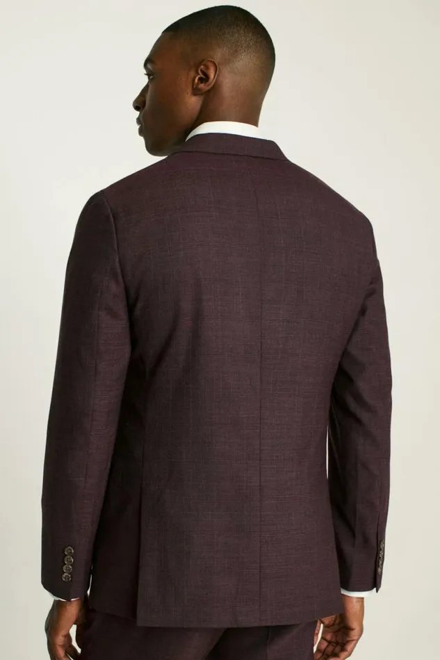 Men Jetsetter Wool Suit Burgundy Check Bonobos Suits