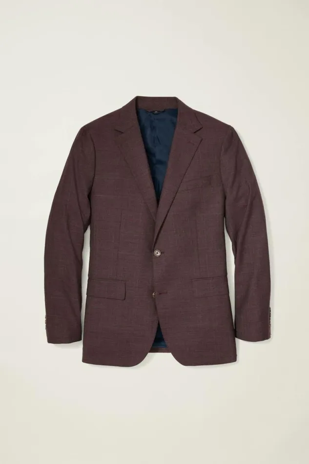 Men Jetsetter Wool Suit Burgundy Check Bonobos Suits