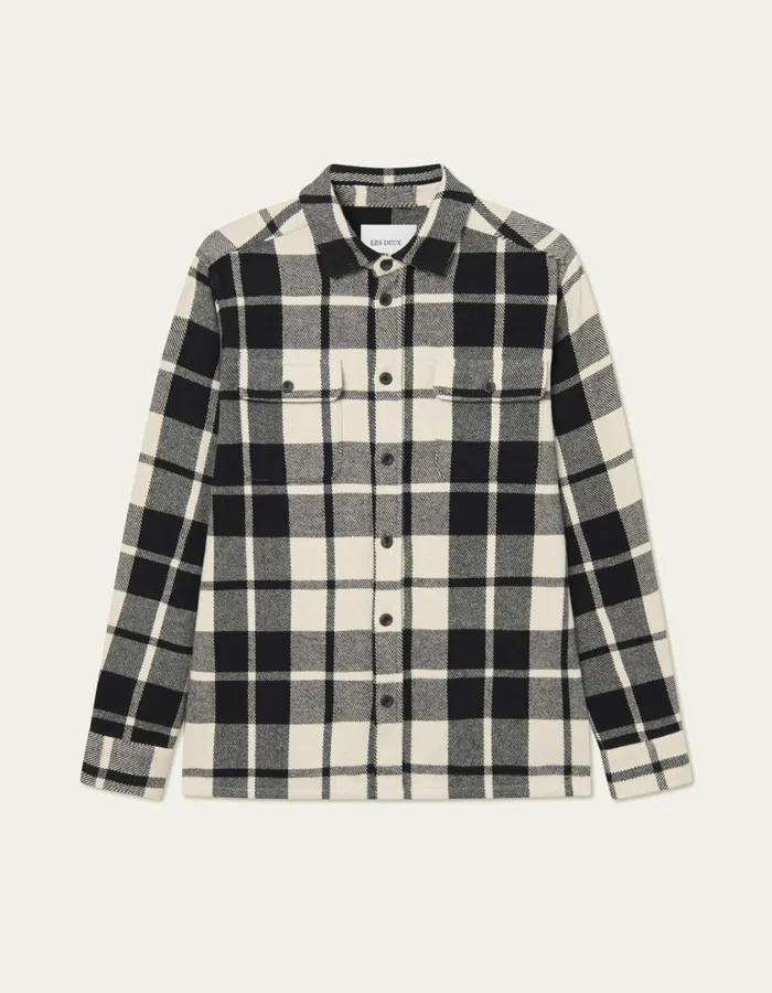 Men Joseph Check Overshirt 8211 BlackIvory Les Deux ShirtsOvershirts