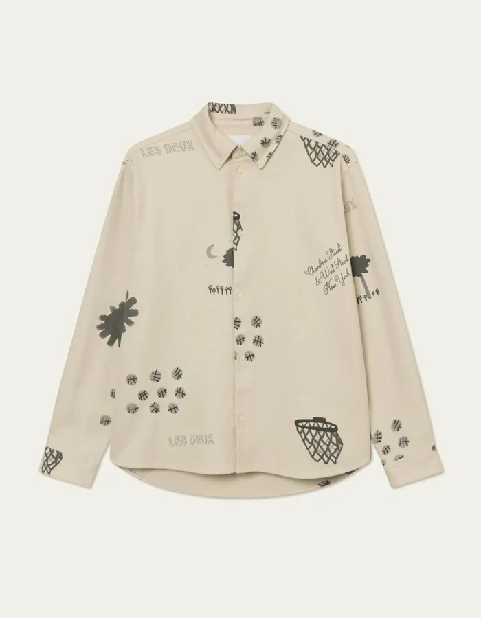 Men Karl AOP Shirt 20 8211 IvoryGrey Les Deux ShirtsOvershirts