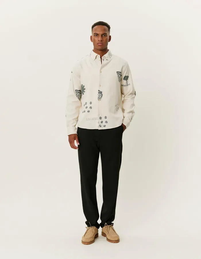 Men Karl AOP Shirt 20 8211 IvoryGrey Les Deux ShirtsOvershirts